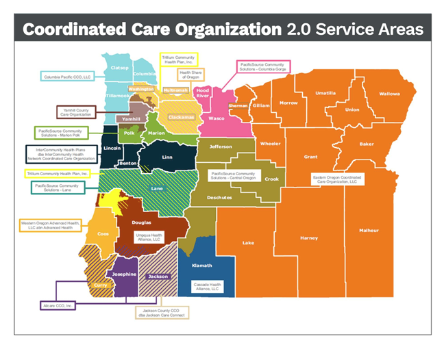 a map of coordinated care organizations in oregon