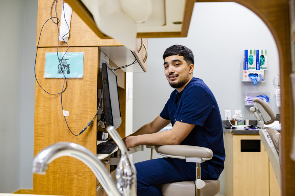 a dental assistant preparing for the next dental checkup